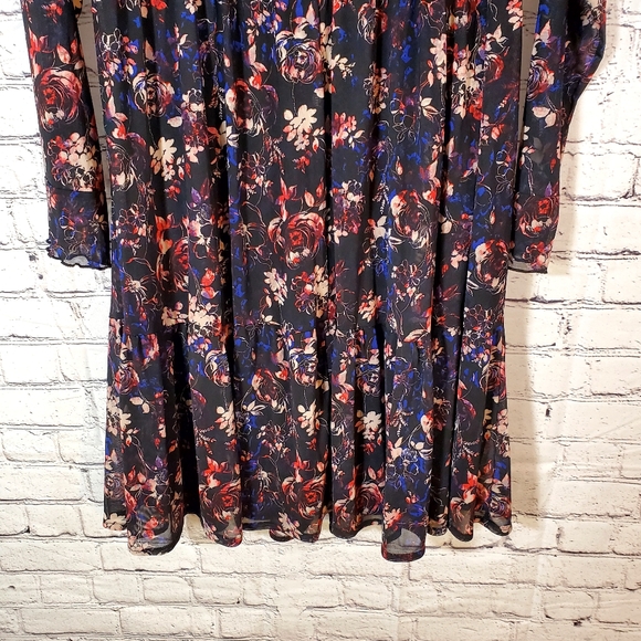 Torrid Mesh Floral Black Dress Scallop Trim Sleeves Size 2 18/20 - Picture 8 of 14